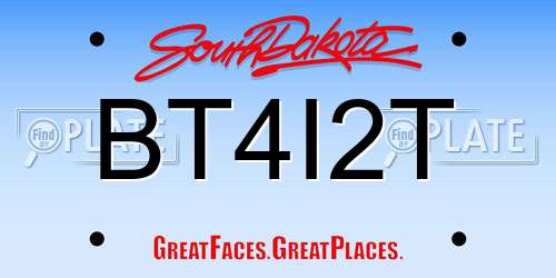 BT4I2T South Dakota License Plate