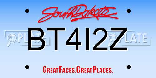 BT4I2Z South Dakota License Plate