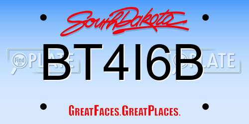 BT4I6B South Dakota License Plate