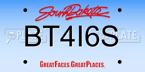 BT4I6S South Dakota License Plate