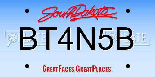 BT4N5B South Dakota License Plate