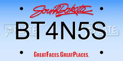 BT4N5S South Dakota License Plate