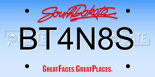 BT4N8S South Dakota License Plate