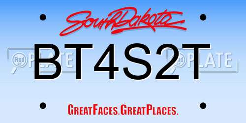 BT4S2T South Dakota License Plate