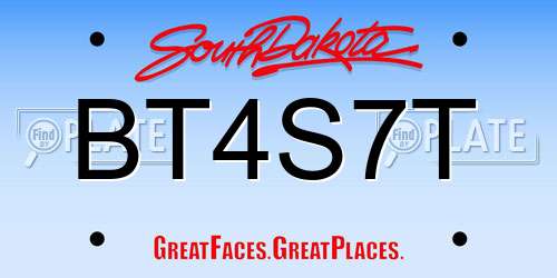 BT4S7T South Dakota License Plate