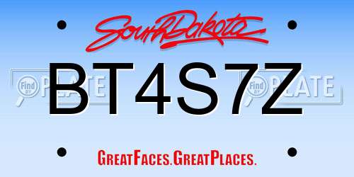 BT4S7Z South Dakota License Plate