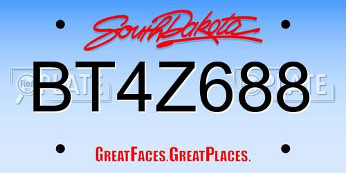 BT4Z688 South Dakota License Plate
