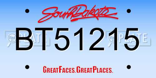 BT51215 South Dakota License Plate