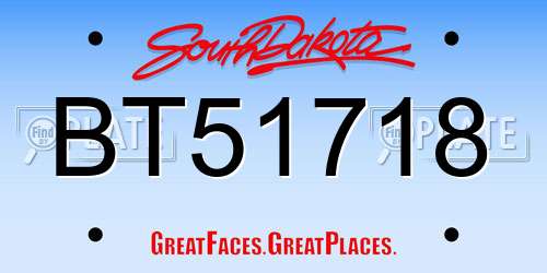 BT51718 South Dakota License Plate
