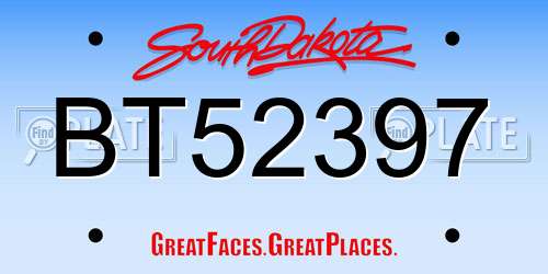 BT52397 South Dakota License Plate