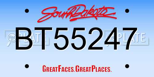BT55247 South Dakota License Plate