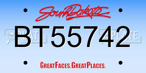 BT55742 South Dakota License Plate