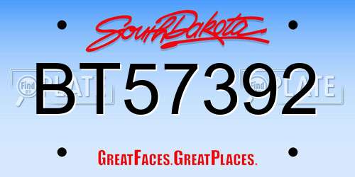BT57392 South Dakota License Plate