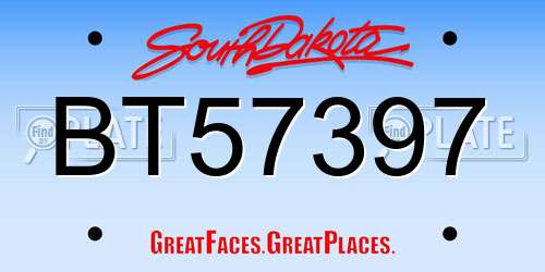 BT57397 South Dakota License Plate
