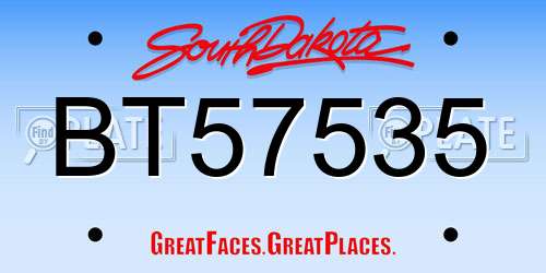 BT57535 South Dakota License Plate