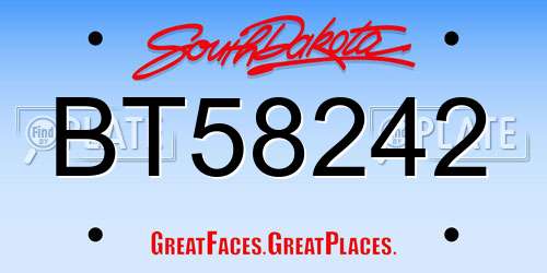 BT58242 South Dakota License Plate