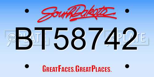 BT58742 South Dakota License Plate