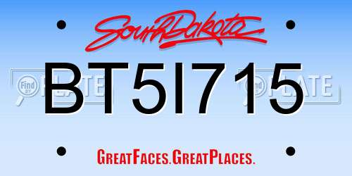 BT5I715 South Dakota License Plate