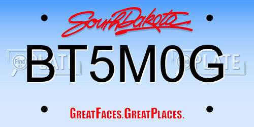 BT5M0G South Dakota License Plate