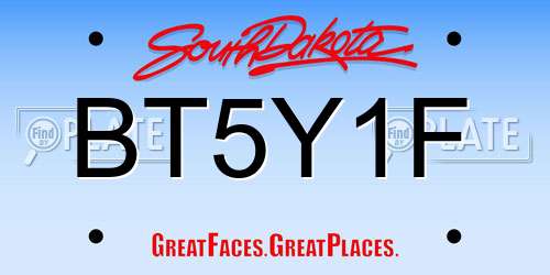BT5Y1F South Dakota License Plate