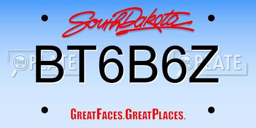 BT6B6Z South Dakota License Plate