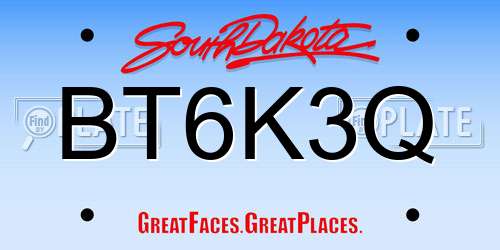 BT6K3Q South Dakota License Plate