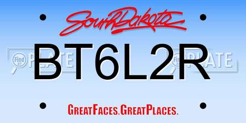 BT6L2R South Dakota License Plate