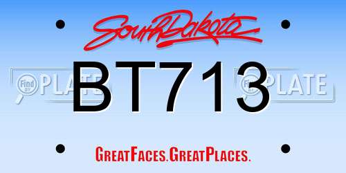 BT713 South Dakota License Plate