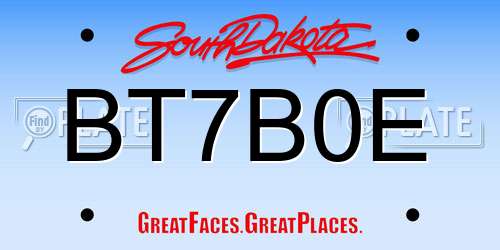 BT7B0E South Dakota License Plate