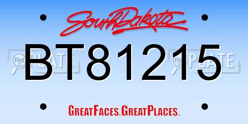 BT81215 South Dakota License Plate