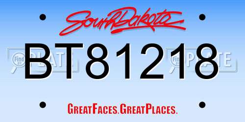 BT81218 South Dakota License Plate