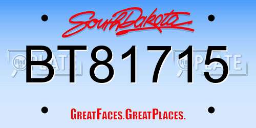 BT81715 South Dakota License Plate