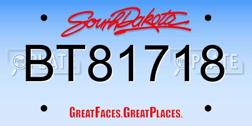 BT81718 South Dakota License Plate