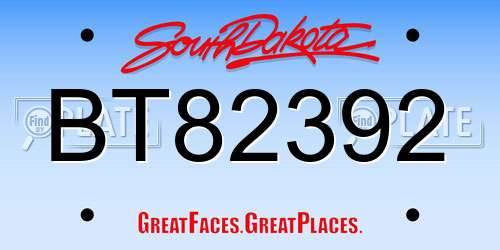 BT82392 South Dakota License Plate