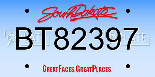 BT82397 South Dakota License Plate