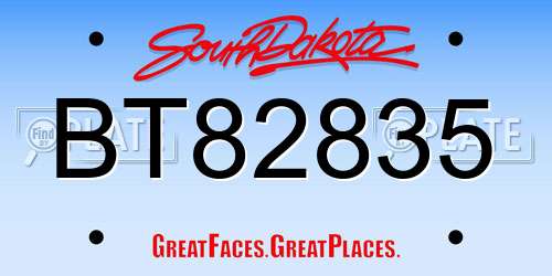 BT82835 South Dakota License Plate