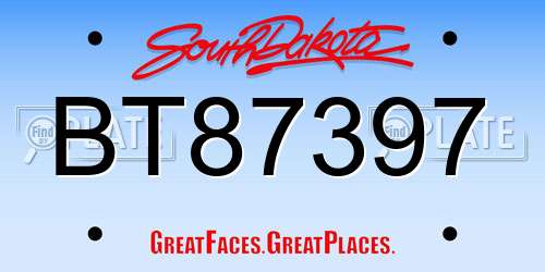 BT87397 South Dakota License Plate