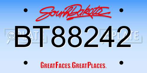 BT88242 South Dakota License Plate
