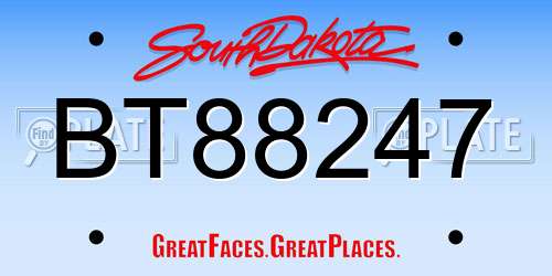 BT88247 South Dakota License Plate