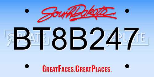 BT8B247 South Dakota License Plate