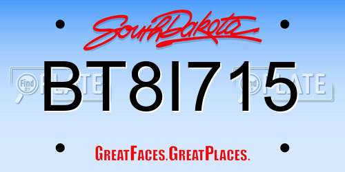 BT8I715 South Dakota License Plate