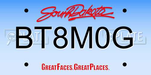 BT8M0G South Dakota License Plate