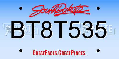 BT8T535 South Dakota License Plate