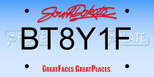 BT8Y1F South Dakota License Plate