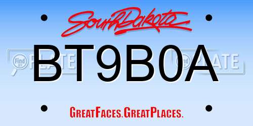 BT9B0A South Dakota License Plate