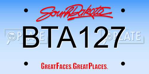 BTA127 South Dakota License Plate