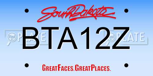BTA12Z South Dakota License Plate