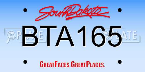 BTA165 South Dakota License Plate