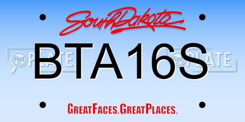 BTA16S South Dakota License Plate