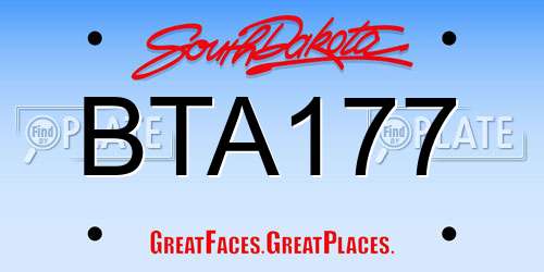 BTA177 South Dakota License Plate
